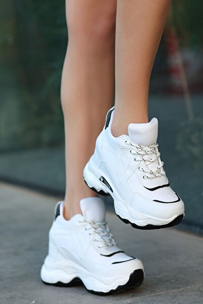 LEYDİ SHOES FRM-7003 حذاء رياضي بكعب مخفي أبيض