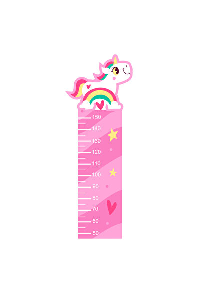 Sevimli Unicorn Boy Ölçme Cetveli Çocuk Odası Duvar Sticker