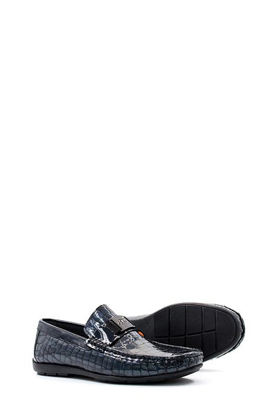 Ayakkabıhane Inside and Outside Genuine Leather Dark Blue Patent Leather Men's Loafer Shoes Ah 082781312199