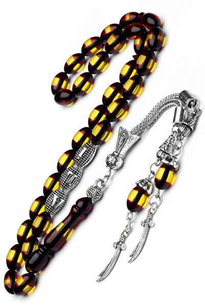 OTTOTESBİH Erkek Hediyelik Zülfikar Kılıcı Püskül Kehribar Tesbih, Isimli Tespih