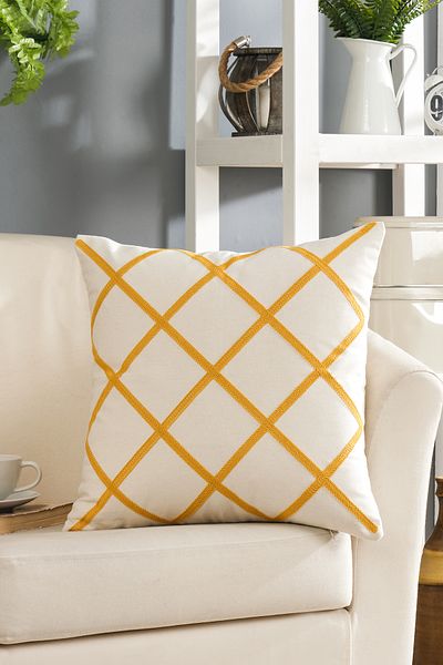 Bemonse Yellow Diamond Pattern Throw Pillow Cover