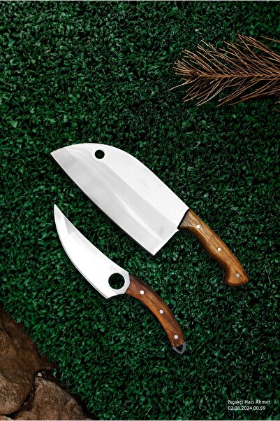 ERTUĞRUL Outdoor Almazan ve Viking Şef Bıçak Seti - El Yapımı Çok Amaçlı Kamp...