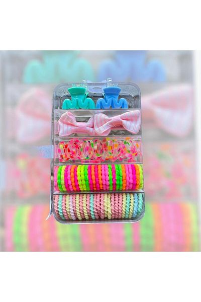 bijoux uniques مجموعة إبزيم للأطفال مع صندوق ملون