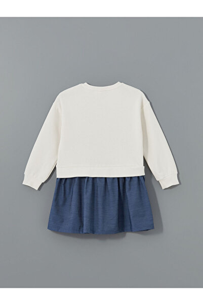 LC Waikiki Dívčí šaty s potiskem Crew Neck Stitch - S52204Z4