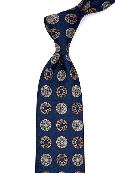 Kravatkolik Navy Blue Polka Dot Pattern Classic Tie with Handkerchief Kk12989