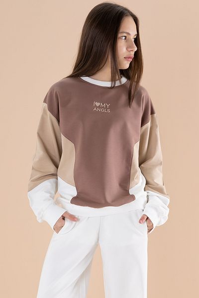 Cansın Mini Ecru Angels Crew Neck Tracksuit Set for Girls - 19977