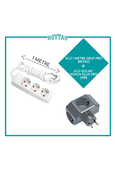 VİKO 1 METRE / 3'LÜ GRUP PRİZ + GRİ YONCA PLUS GOLYAT PAKET /