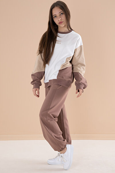 Cansın Mini Σετ αθλητικών κοριτσιών Crew Neck - Brown Angels 19975