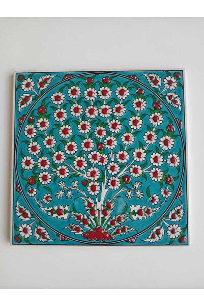 TH Trabzon Hatırası 20 x 20cm  El Üretimi Çini Hayat Ağacı Karo
