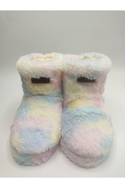 fluffy Țesătură ultrasoft cu model unicorn - Papuci moi cu talpă groasă Thermo Silent, cizme de acasă pentru fete