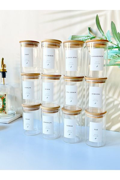 Mottogo 12 Pack Vacuum Spice Rack 300ml - Waterproof Label