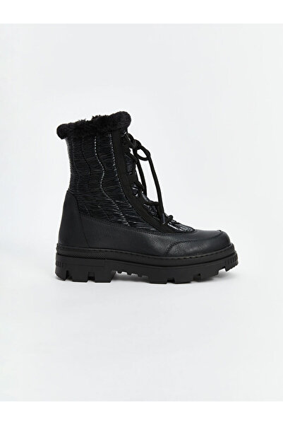 LC Waikiki Black Lace-Up and Zippered Women's Snow Boots