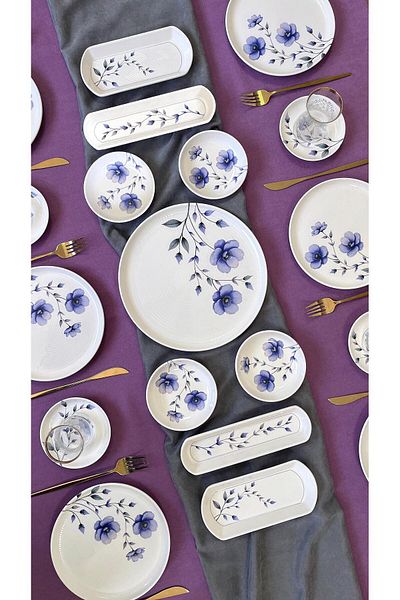 QUEEN Purple Violet 21 Piece Breakfast Set for 6