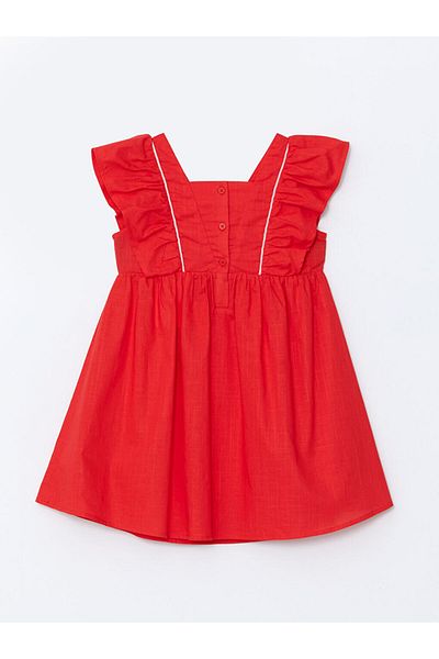 LC Waikiki New Season Square Collar Linen Girl's Dress - S5Es49Z1