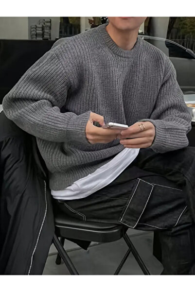 Tarz Cool Ανδρικό πλεκτό καπνιστό κανονικό πλεκτό με λαιμόκοψη