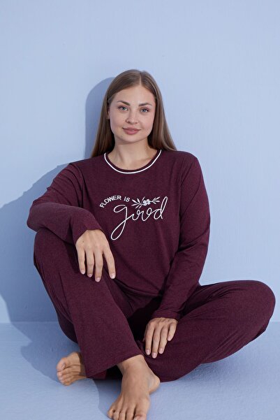 pijamacity Kadın Battal Beden Yün Viskon Takım