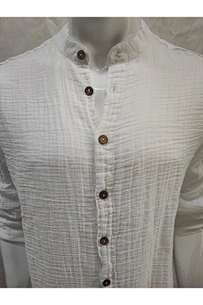 Sosyete Kaplumbağa Muslin Cotton Long Sleeve, Soft Judge Collar Men's Shirt