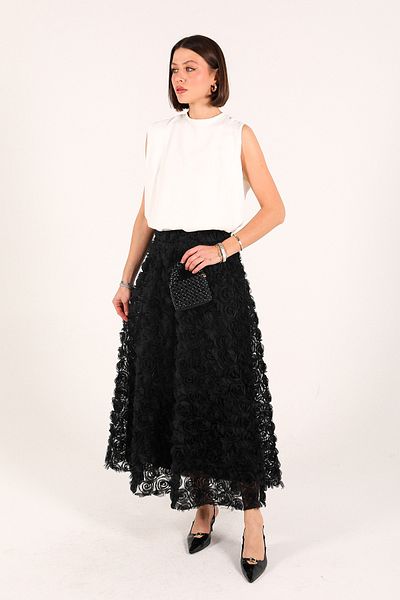 Melike Tatar Black Rose Skirt 32-2306