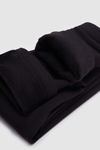 LOVETTI Siyah Kız Çocuk Full Şardonlu Yan Panel Tüylü Nova Tayt