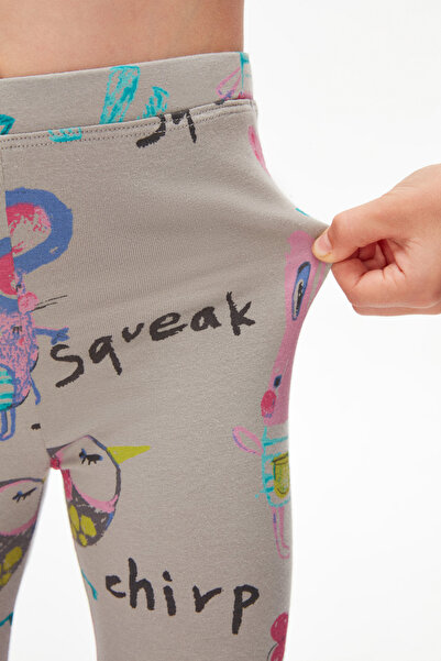 LOVETTI Ay Grisi Chirping Animals Kız Çocuk Desenli Diz Altı Tayt Kapri