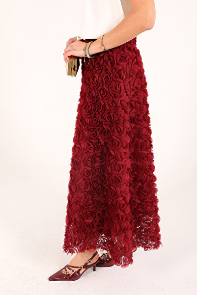 Melike Tatar Claret Red Rose Skirt 32-2306