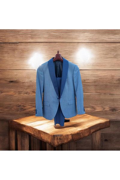 Sarar Men's Light Blue Tuxedo Suit