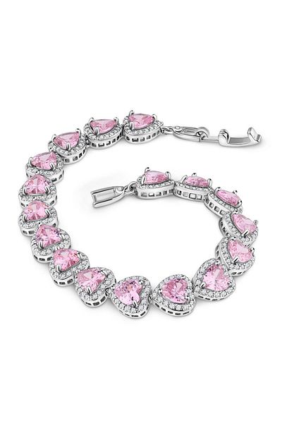 New Obsessions Zircon Pink Stone Heart Silver Vip Waterway Bracelet