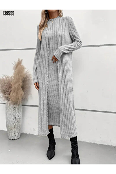 JANES Women's Raised Camisole Dress and Long Sleeve Cardigan Stylish Two-Piece Set