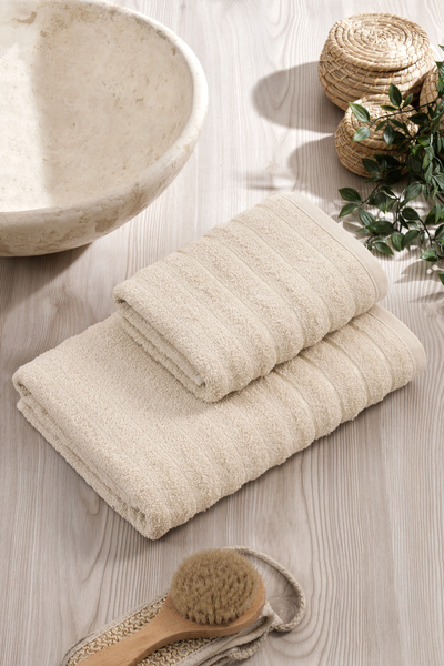 Rebeka Home Collection Set de prosoape de baie Wave din 2 piese Bej