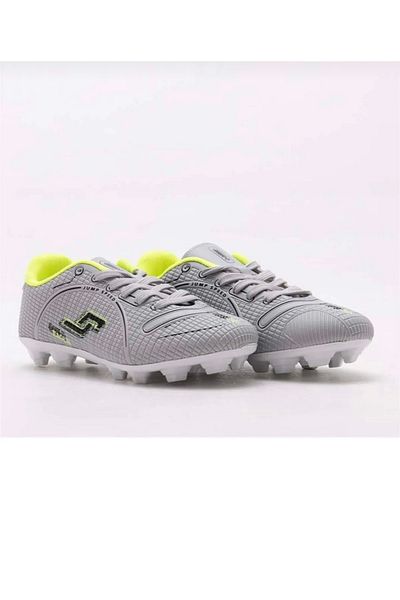Jump 28223 Pantofi de fotbal unisex, gri, galben neon, cu detaliu, iarbă, iarbă