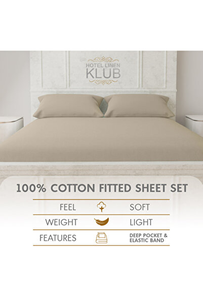 Hotel Linen Klub 350TC Cotton 3-Piece King Fitted Sheet Set - Luxury and Hotel Quality, Deep Pocket for a Perfect Fit