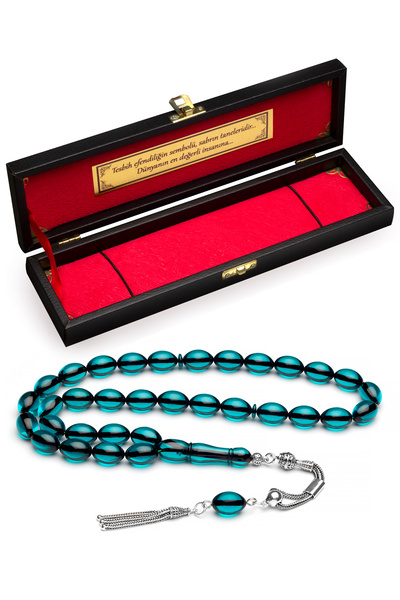 OTTOTESBİH Erkek Gümüş Püskül 8x12mm Ateş Kehribar Tesbih