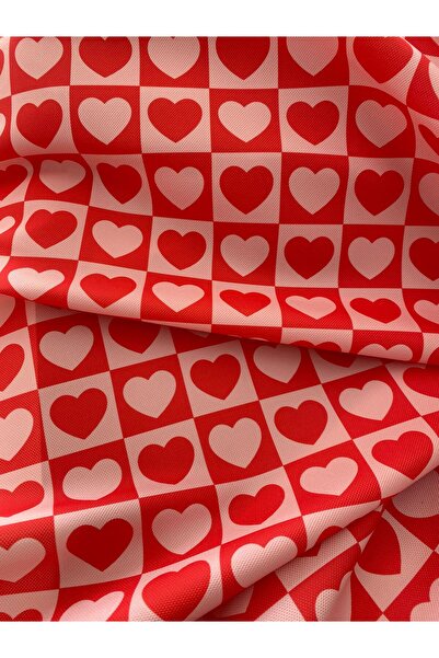 favor kumaş Damalı Kalp Desenli Kumaş