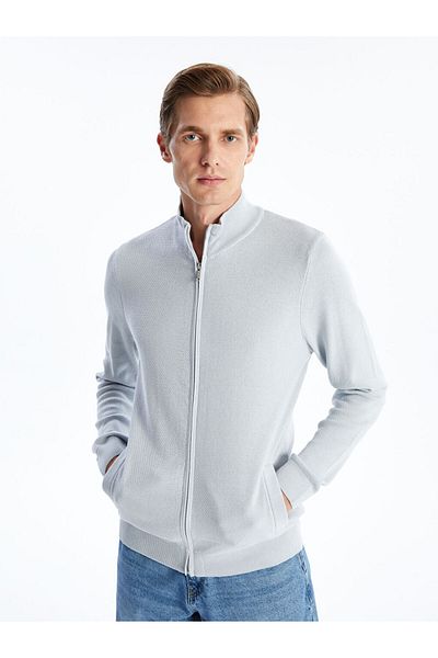 LC Waikiki Standard Pattern Stand Collar Men's Knitwear Cardigan