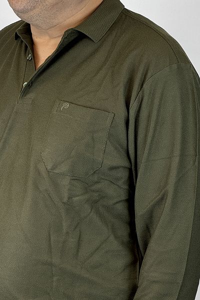 TANİŞ GİYİM Men's Polo Neck Plus Size Pocketed Khaki Bottom Top Pajamas Tracksuit Set