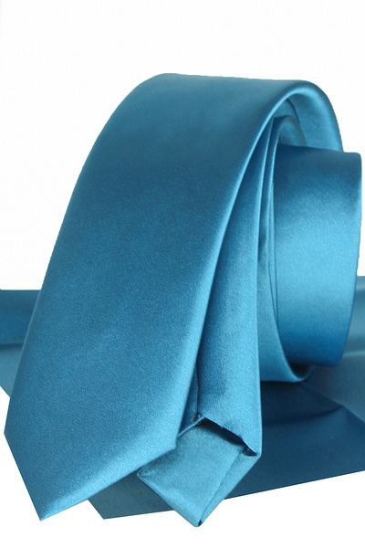 Varetta Cravată pentru bărbați Bondi Blue Plain Slim Slim Fit cu batistă