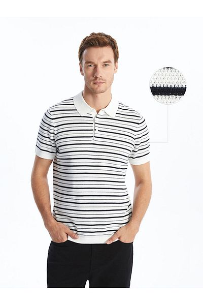 LC Waikiki New Season Polo Neck Short Sleeve Striped Men's Knitwear (S50173Z8)
