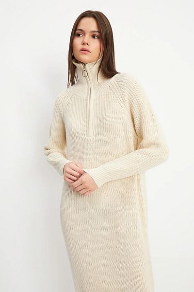 MB-MODA BİZİMLE Γυναικείο Μπεζ Πλεκτό Φόρεμα
