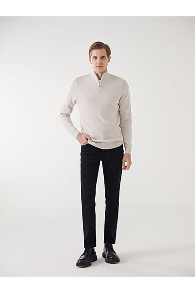 LC Waikiki Lcwaikiki Classic Beige Stand Collar Long Sleeve Men's Knitwear Sweater