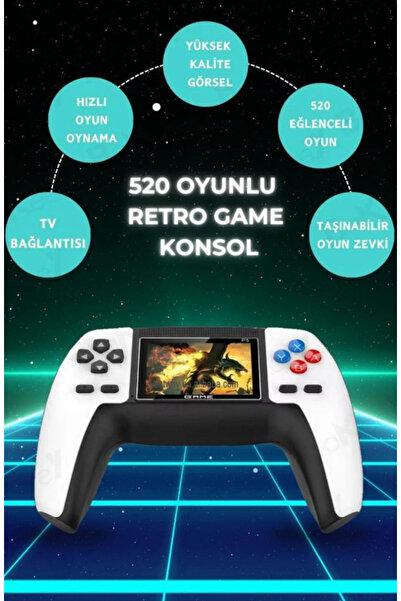 qasul P5 Taşınabilir 520 Oyunlu Kablosuz Oyun Konsolu Atari Oyun Konsolu Game...