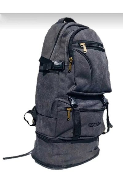 ESCAPE 508 Black Canvas Mountaineer Backpack with Laptop Bellows 60 Liters