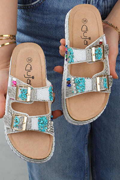 Vojo Quenn Stone Bead Detaliat Sea Beach Daily Papuci de damă