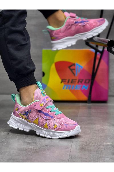 homiro Pantofi sport pentru copii cu talpă Faylon cu bandă unisex-roz