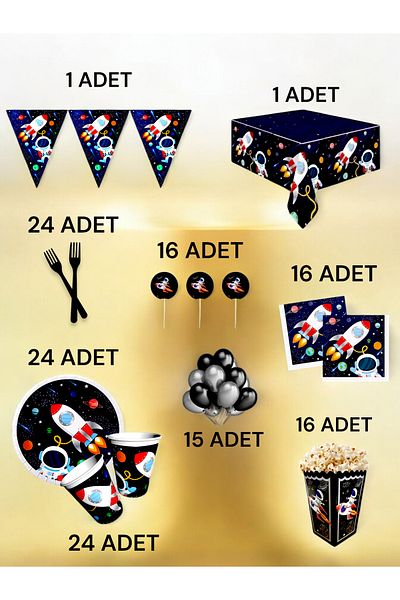 VibeHome Space Themed XL Pack for 24 - Birthday Party and Fun Events