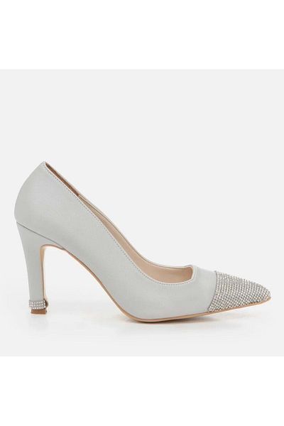 KOCAMANLAR Feles Sten Stone Detailed Pantofi cu toc damă Stiletto Silver