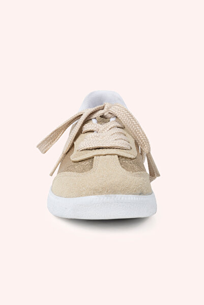 Panço Kız Çocuk Bağcıklı Parlak Gold Sneaker