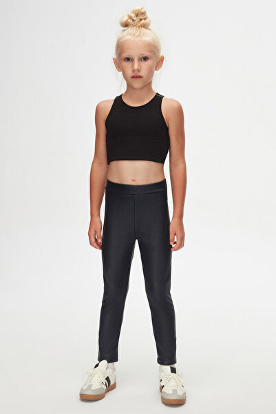 LOVETTI Χειμερινό δερμάτινο παντελόνι για κορίτσια σε σκούρο μπλε ναυτικό