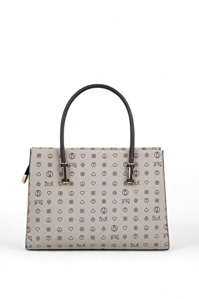 Bilik Deri Monogram Grey-Black Women's Handbag Ri̇v 138-Mn