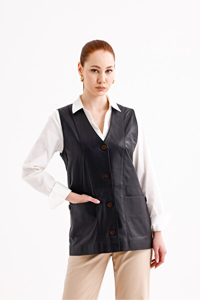 LİDYA DERİ Hakiki Gerçek Kadın Deri Yelek