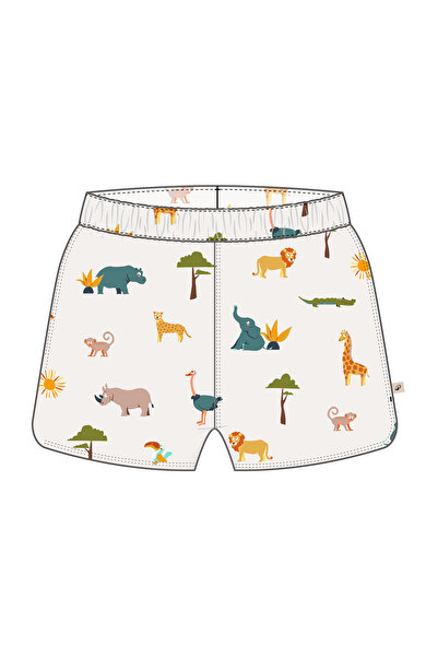 Decathlon Nabaiji Bebek Kısa Deniz Şortu - Beyaz - Hayvan Desenli